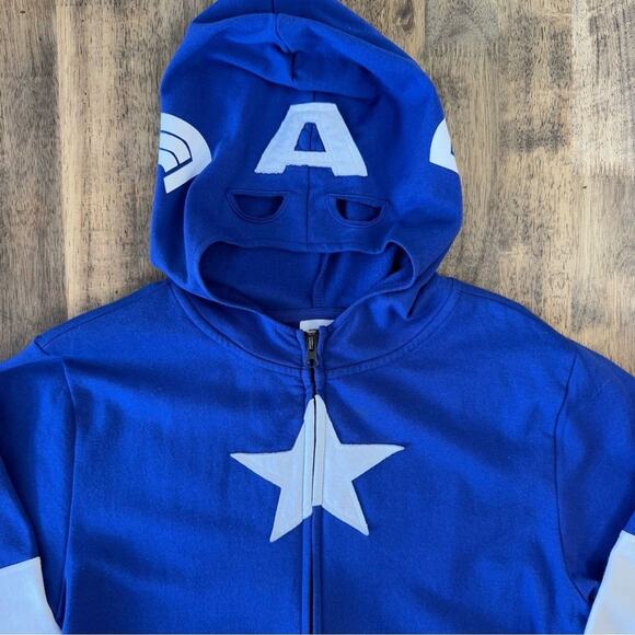 Marvel Kids Disney Captain America Steve Rogers Shield Costume Zip Hoodie Sz XL - Picture 4 of 9